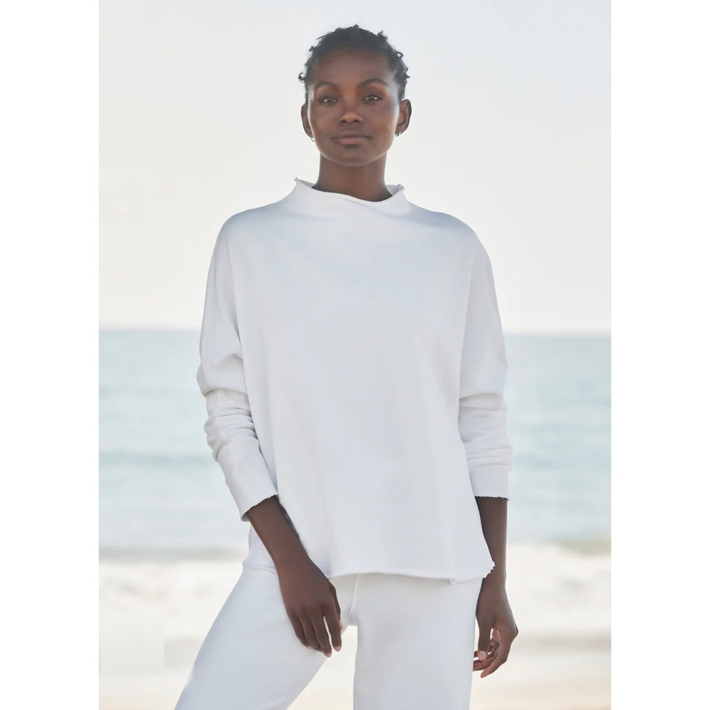Frank & Eileen "Effie" Long Sleeve Funnel Capelet, Triple Terry, White, Sz S